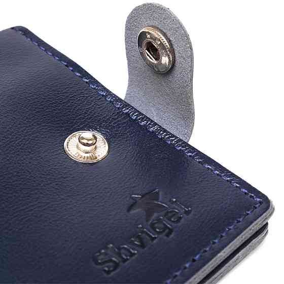Шкіряне компактне портмоне Shvigel 16444 Синій Київ