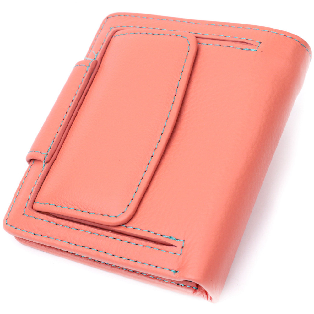 Стильный кожаный кошелек с монетницей снаружи для женщин ST Leather 19458 Оранжевый Киев - изображение 10