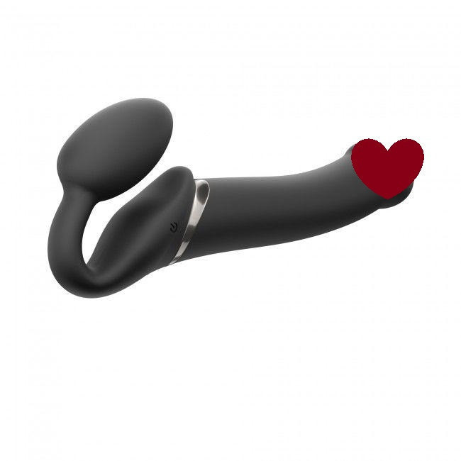 Безремневой страпон с вибрацией Strap-On-Me Vibrating Black L, диаметр 3,7см, пульт ДУ, регулируемый Sex Aura Киев - изображение 1