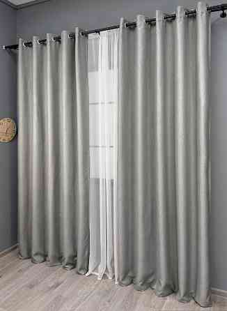 Комплект штор на люверсах VR-Textil Блэкаут двусторонний Scandi № 1900ш Серый 150х250 см 2 шт (37-0303) Киев