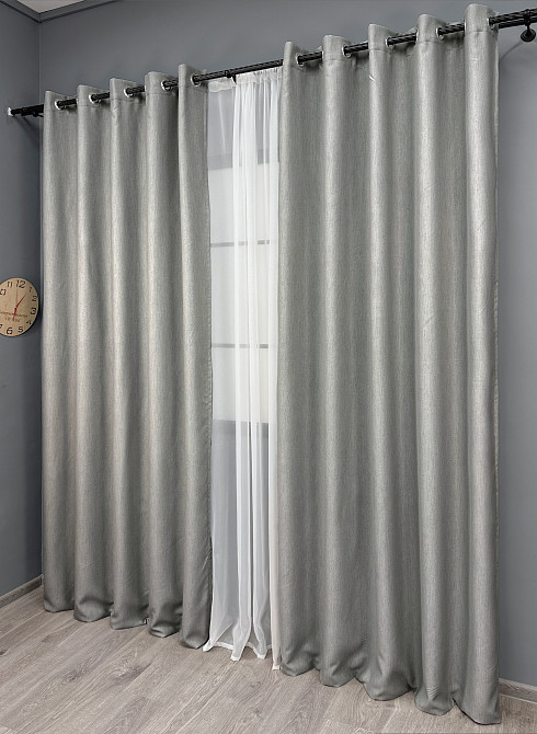 Комплект штор на люверсах VR-Textil Блекаут двосторонній Scandi № 1900ш Сірий 150х250 см 2 шт (37-0303) Київ - фото 4