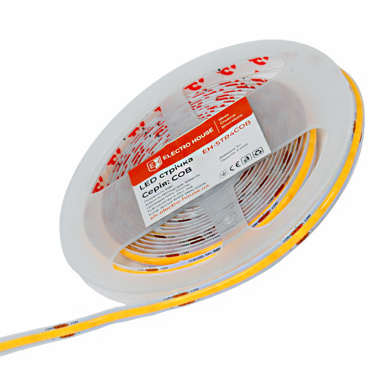 LED стрічка 10Вт 24В COB  320 діодів 100Лм/Вт теплий білий 3000K, серія COB, гарантія 3 роки Дніпро - фото 3
