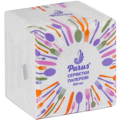 Салфетки столовые Parus 1 слой 100 шт. (4820044170073) Винница - изображение 1