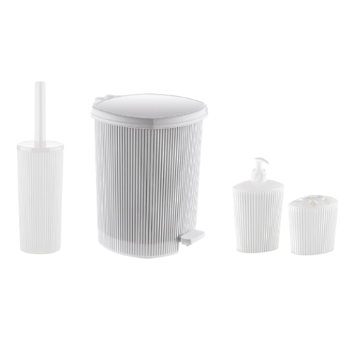 Набір для ванної кімнати 4в1 (відро, йорш, дозатор, стакан) білий Line ELIF Житомир