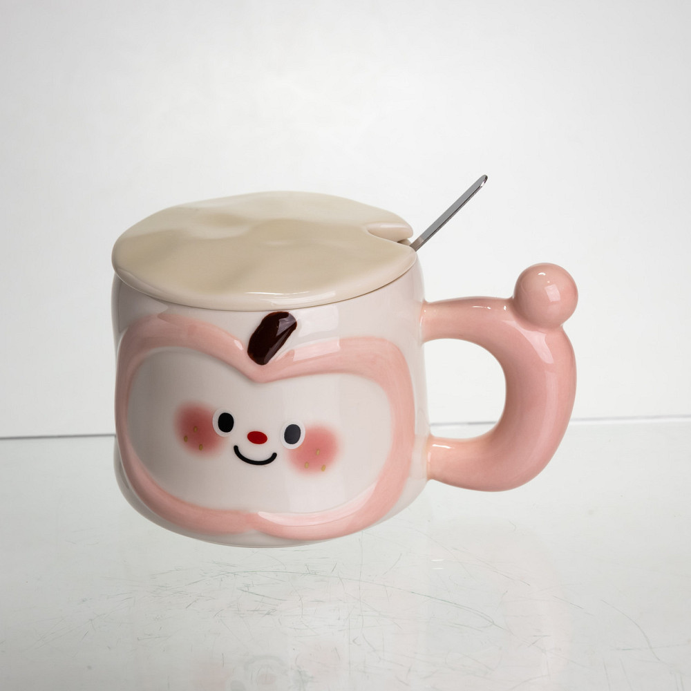 Yiwu Чашка порцелянова 400 (мл) з кришкою та ложкою, оригінальна кружка на подарунок чашка для Коломия - фото 1