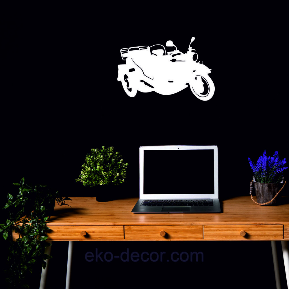 Декоративное настенное Панно «Мотоцыкл с коляской» Декор на стену 70*45 см, Белый Киев - изображение 7