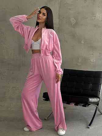 Стильний жіночий велюровий м'який костюм-двійка велюр плюш Рожевий, 44/46 Одеса