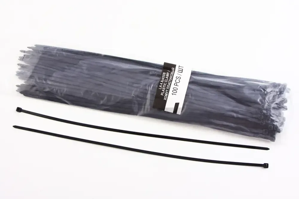 Хомут стрічковий пластм. чорний 4.8*450 мм LSA (100 шт.) Вінниця - фото 1