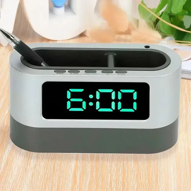 Годинник настільний з підставкою для ручок та канцелярії. Одеса - фото 1