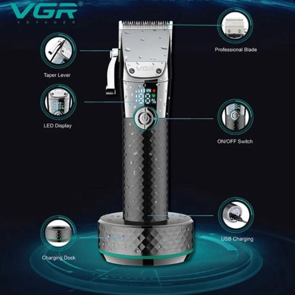 Електрична машинка для стрижки побутова VGR V-682, Профі машинка для стрижки волосся JK-41 Львів - фото 13