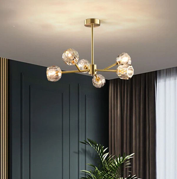 Світлодіодна кришталева люстра Барви 8613 (Золотиста) на 6 плафонів Вінниця - фото 1