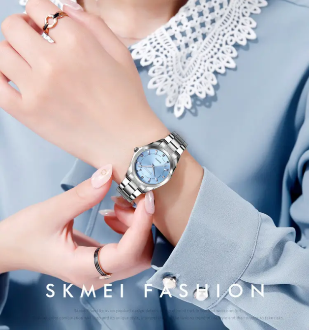 Жіночий наручний годинник Skmei 1620 Сріблястий з блакитним Київ - фото 4