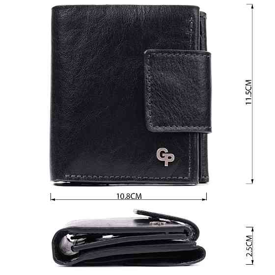 Шикарный кошелек с множеством отделений из люксовой натуральной кожи Черный (GRANDE PELLE) Киев