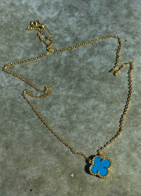 Van Cleef набор - сережки, подвеска, браслет, кольцо  / голубая эмаль под бирюзу / лимонное золото Одесса - изображение 8
