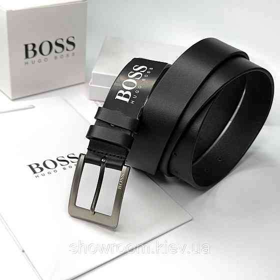 Чоловічий шкіряний брендовий ремінь Boss (216) чорний Київ