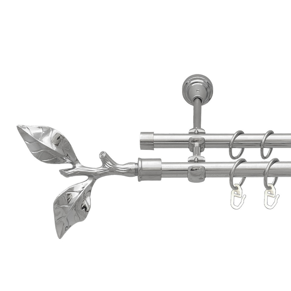 Карниз Orvit Листок Троянди металевий дворядний відкритий Хром 16\16 мм 240 см (7387755) Львов - изображение 1