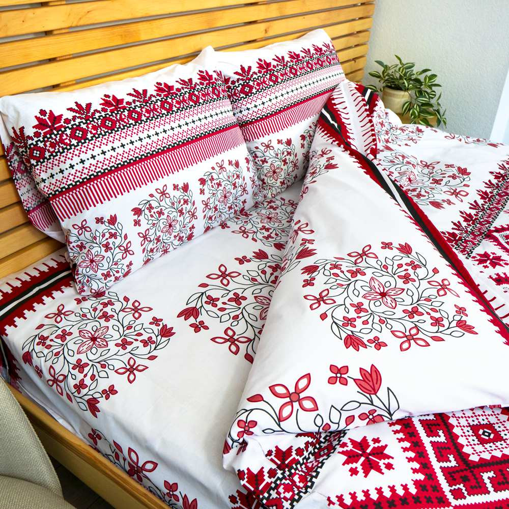 Комплект постільної білизни Євро Бязь Голд Вишиванка 120 г/м2 YouStar (Білий) 2 х 70х70 Суми - фото 4