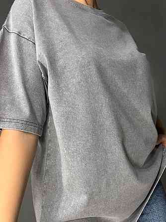 Футболка жіноча A-N 48020 базова оверсайз подовжена вільний крій варена тай дай one size, сірий, one size Київ