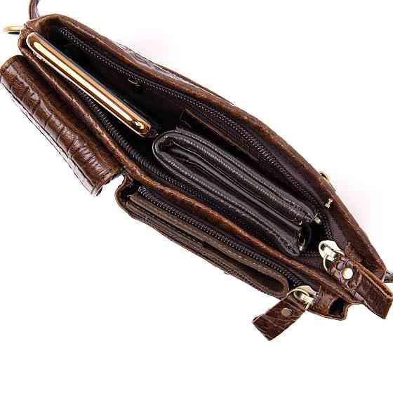 Бананка поясная под кожу рептилии унисекс Vintage 20401 Коричневая Киев