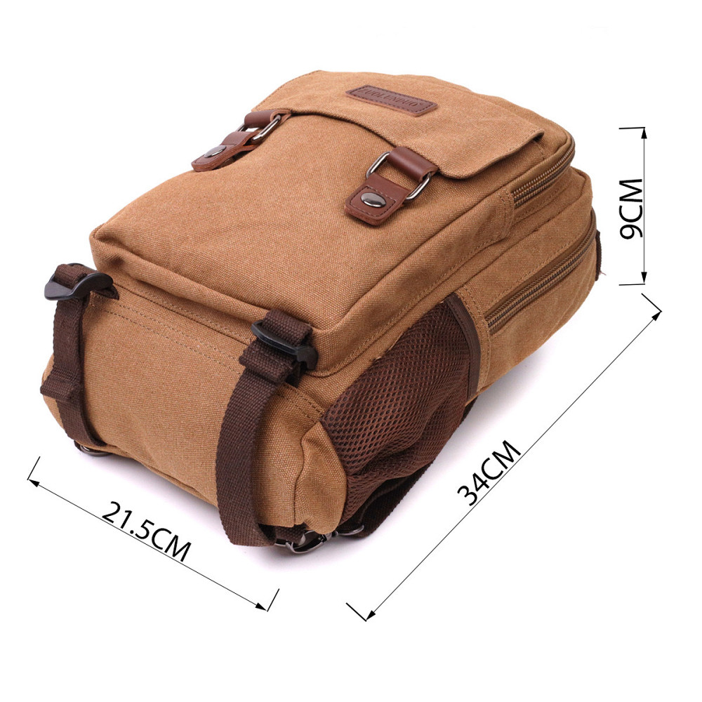 Зручний текстильний рюкзак з ущільненою спинкою та відділенням для планшета Vintage 22167 Коричневий Київ - фото 3