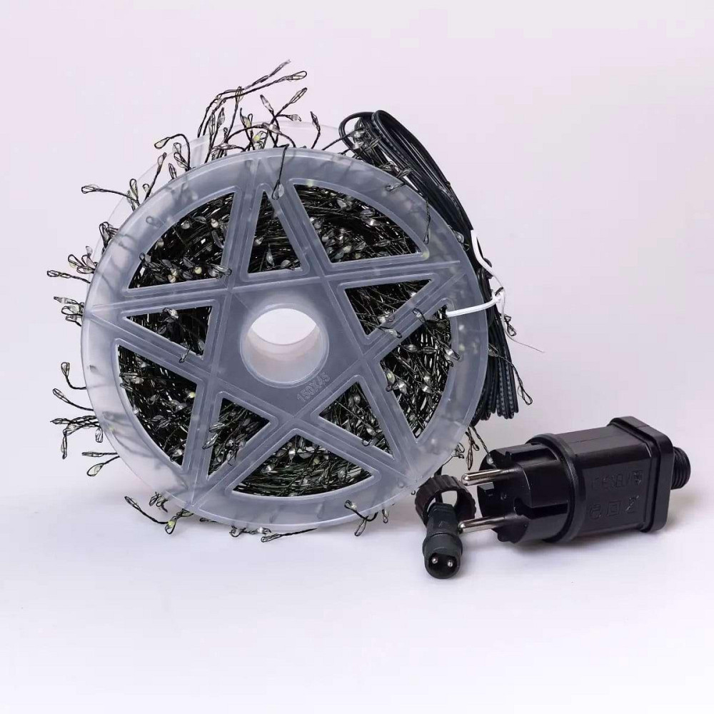 Гірлянда роса мішура 30 метрів хвойна лапа 640 led світлодіодів зелений дріт синя D1750BL Київ - фото 8