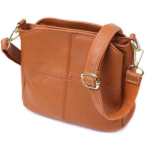 Женская сумка на три отделения из натуральной кожи Vintage 22975 Рыжий Киев