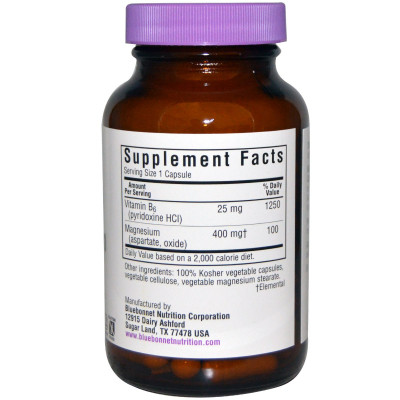 Мінерали Bluebonnet Nutrition Магній + Вітамін В6, 90 гелевих капсул (BLB-00735) Вінниця - фото 2