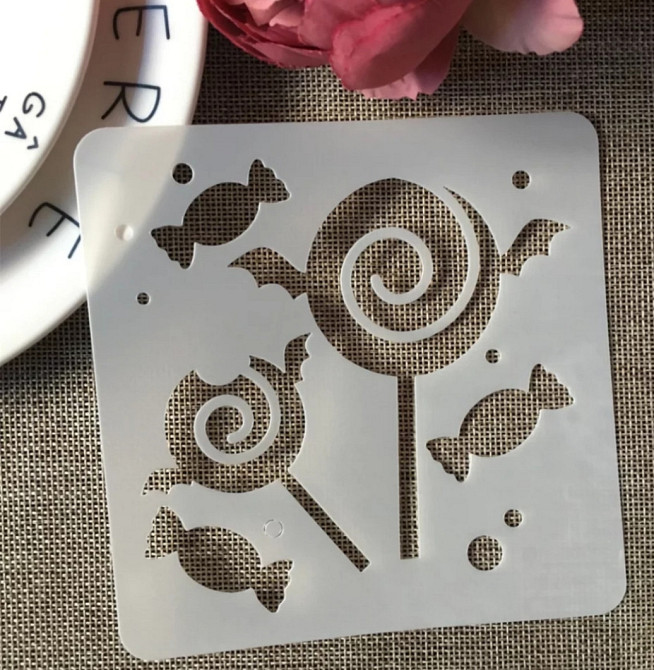 Трафарет на Хелловін Цукерки 13 на 13 см сірий Київ - фото 1