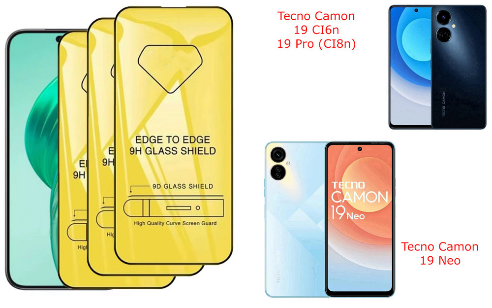 Захисне скло DefenzoGlass для Tecno Camon 19, 19 Neo, 19 Pro – подвійна міцність Київ - фото 1