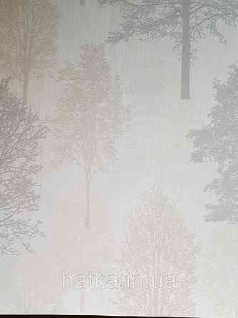 Шпалери вінілові на флізелін Marburg 82214 Giulia дерева сірі коричневі на бежевим з сріблом 3д Київ