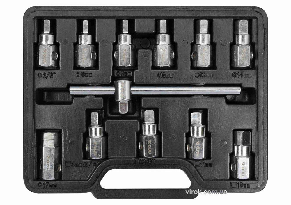 Набір ключів для зливної пробки масляного піддону YATO : квадрат- 3/8", 12 шт. [10/20] Одеса - фото 1