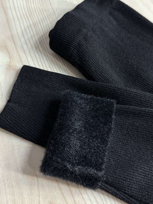 Лосини жіночі A-N 6126-6161 теплі в рубчик на хутрі ангори, чорний, one size Київ - фото 2