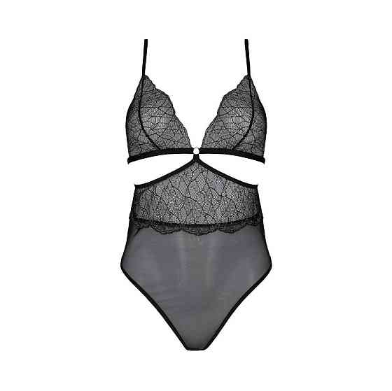 Боди Passion AMBERLY BODY 6XL/7XL black, ассиметричный крой, кружевной лиф, золотая нить Sex Aura Киев