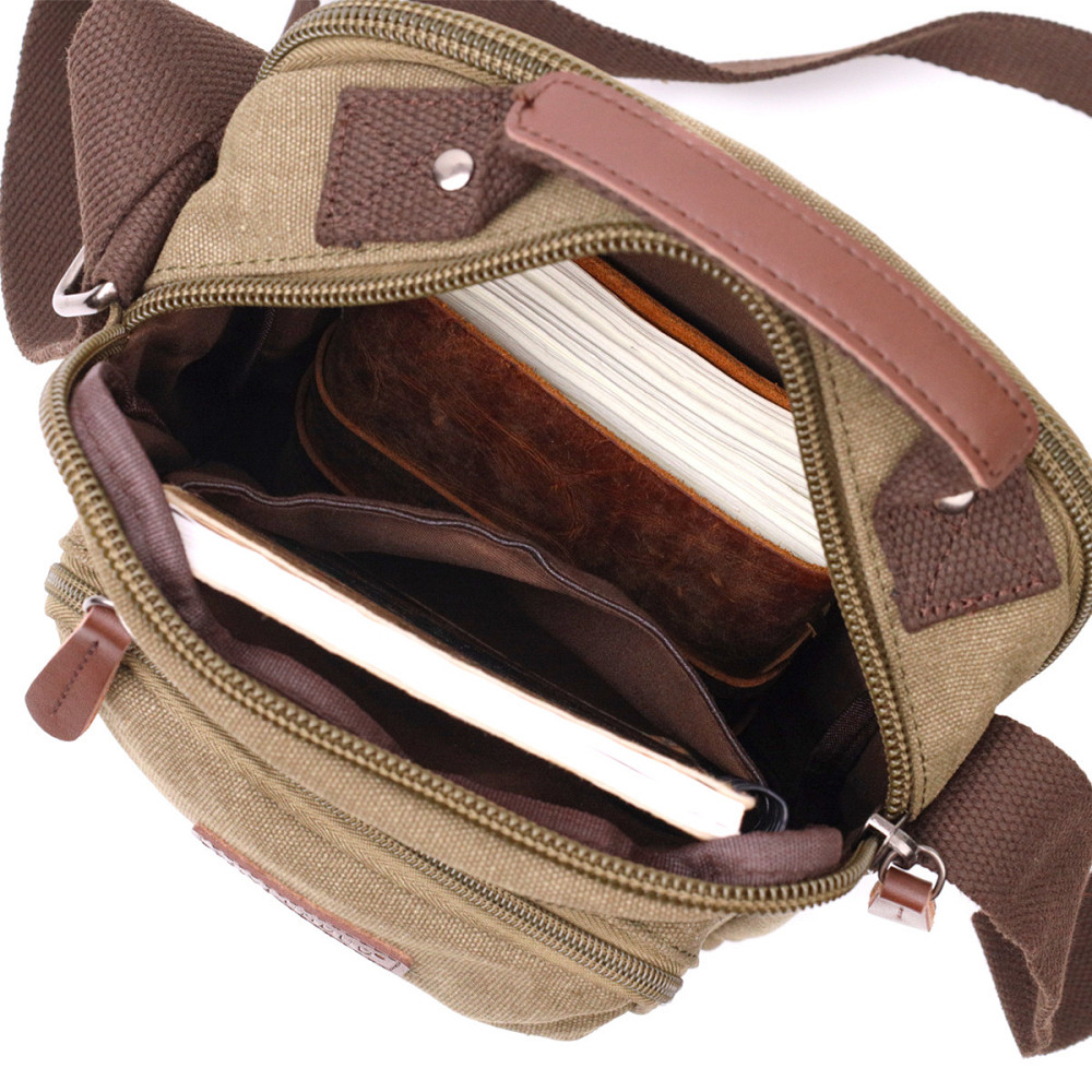 Вместительная вертикальная сумка для мужчин из текстиля Vintage 22238 Оливковый Киев - изображение 5