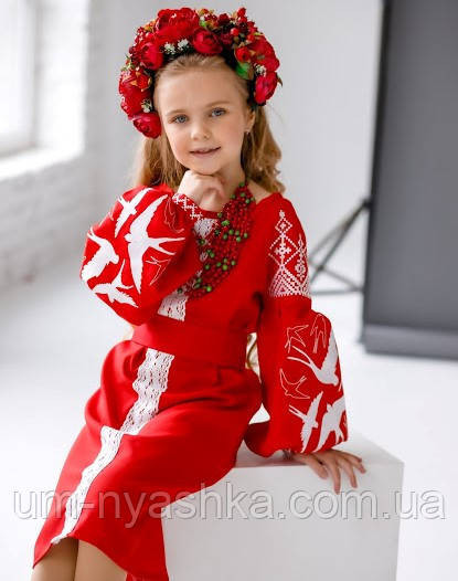 Сукня вишиванка червона з ластівками 98-164 Кривий Ріг - фото 2
