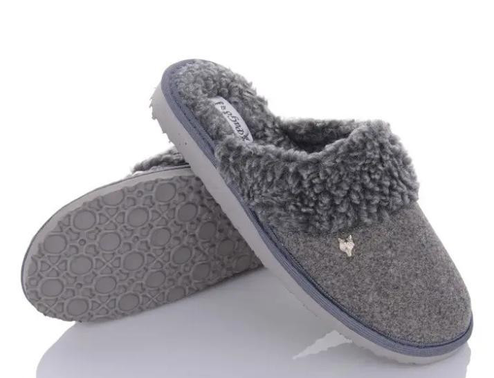 Тапочки чоловічі закриті на овчині теплі з легкою підошвою PaGo "Вовк" сірі Одеса - фото 1