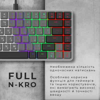 Клавіатура GamePro MK140R Red Swich Low Profile USB Dark Gray (MK140R) Вінниця