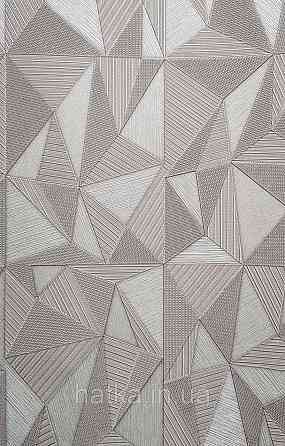 Шпалери вінілові на флізеліні AdaWall Omega1.06х10 геометрія 3д бежево-сірі срібло 23204-3 Київ