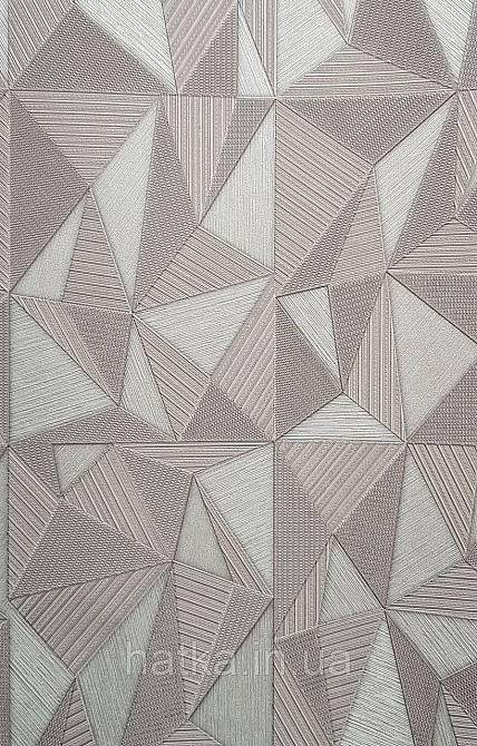 Шпалери вінілові на флізеліні AdaWall Omega1.06х10 геометрія 3д бежево-сірі срібло 23204-3 Київ - фото 1