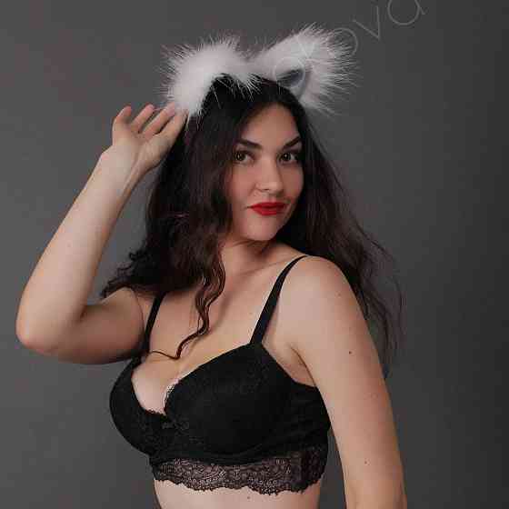 Меховые ушки кошки, Белые с серым OKOVA Sex Aura Киев