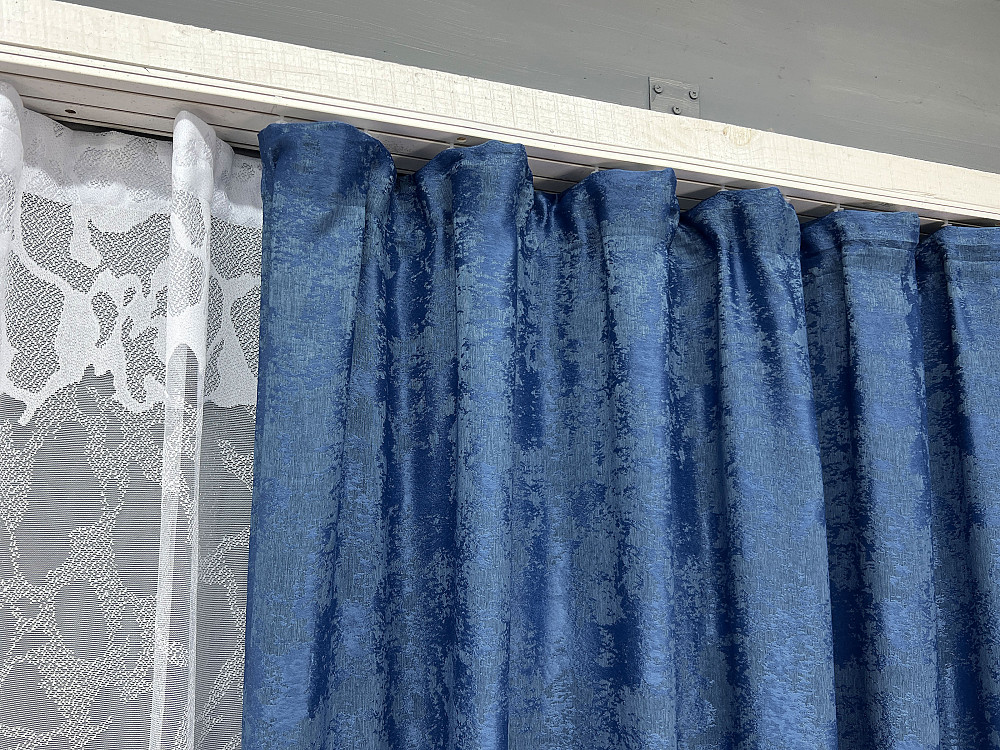Комплект штор VR-Textil Жакард Мармур 100х270 2шт і Тюль 300х270 1149ш-1529т Синій з білим 71-182/1 Київ - фото 8
