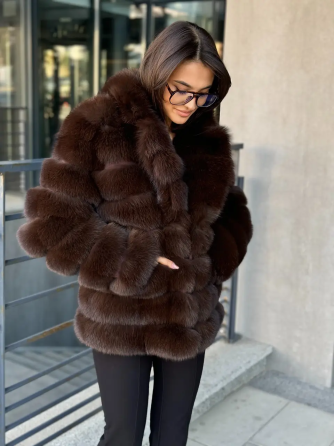 Шуба з хутра песця під Соболь довжина 65 Коричневий 46 Харків