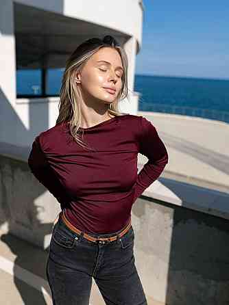 Жіночий базовий боді з драпіруванням мікродайвінг Бордо, 46/48 Одеса