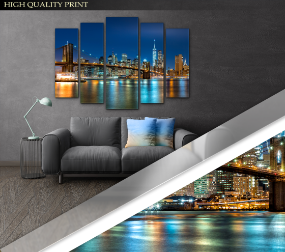 Модульна картина Місто Міст Art-312_5 ( 80х118см ) Київ