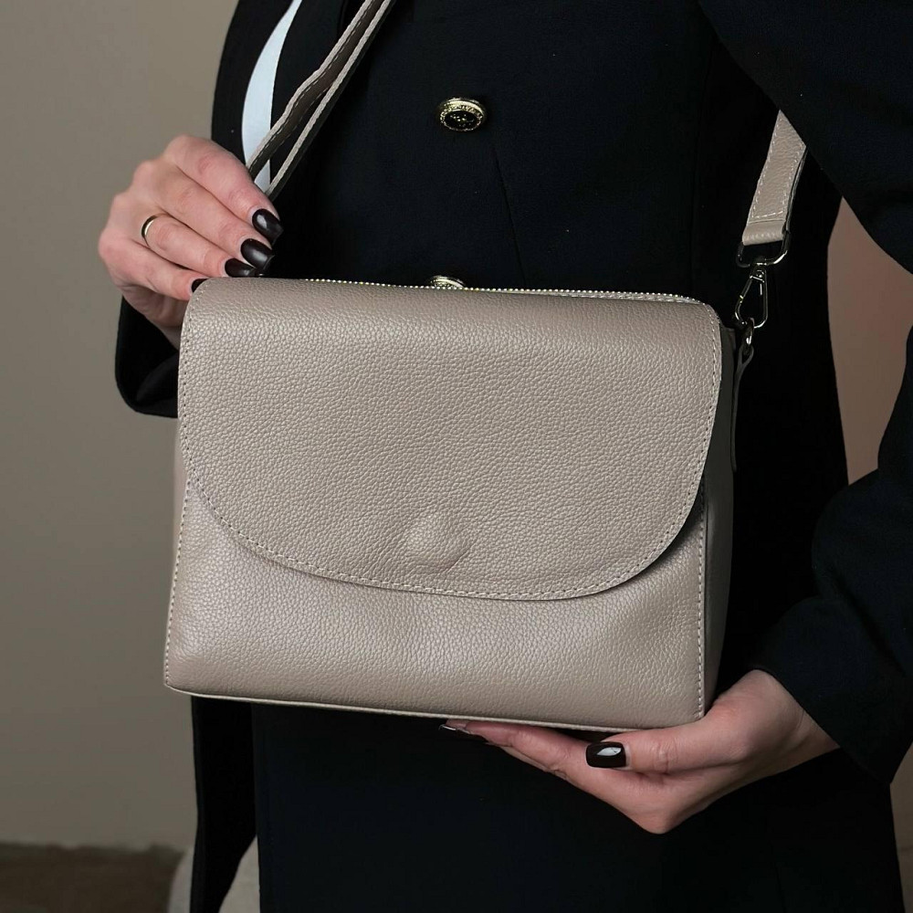 Жіноча сумочка, стильна сумка з натуральної шкіри, маленька бежова сумка клачMasterSem Київ - фото 1