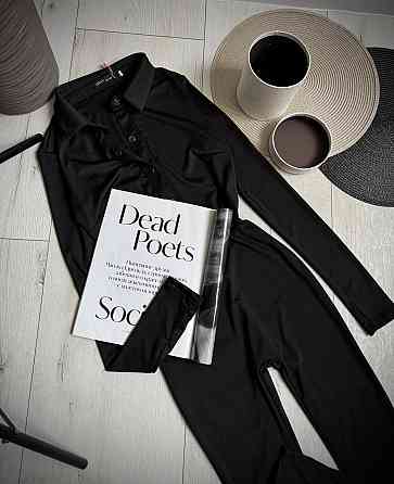 Женский стильный повседневный эластичный комбинезон из качественного плотного микродайвинга Черный, 44/46 Одесса