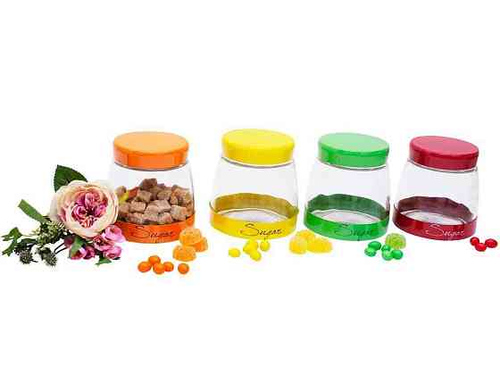 Банка 1л з кришкою в асортименті SUGAR 4 дизайни 279-111 ТМ BONADI Київ