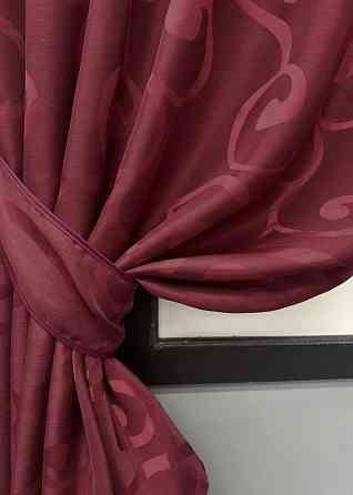Комплект коротких штор VR-Textil Жаккард № 1533ш Бордовый 130х170 см 2 шт (35-0397) Киев
