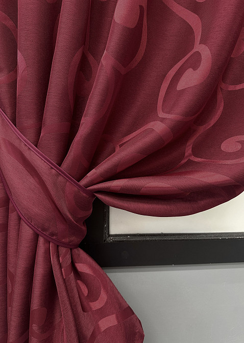 Комплект коротких штор VR-Textil Жакард № 1533ш Бордовий 130х170 см 2 шт (35-0397) Київ - фото 4