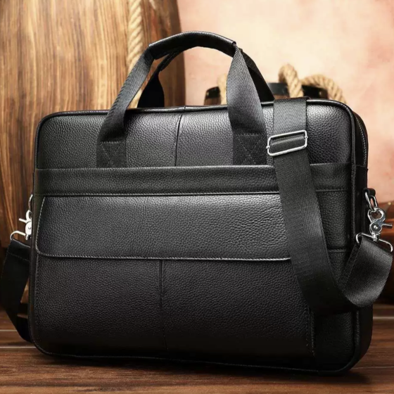 Чоловіча шкіряна сумка для ноутбука та документів чорна Tiding Bag RD-23134 Кам'янське